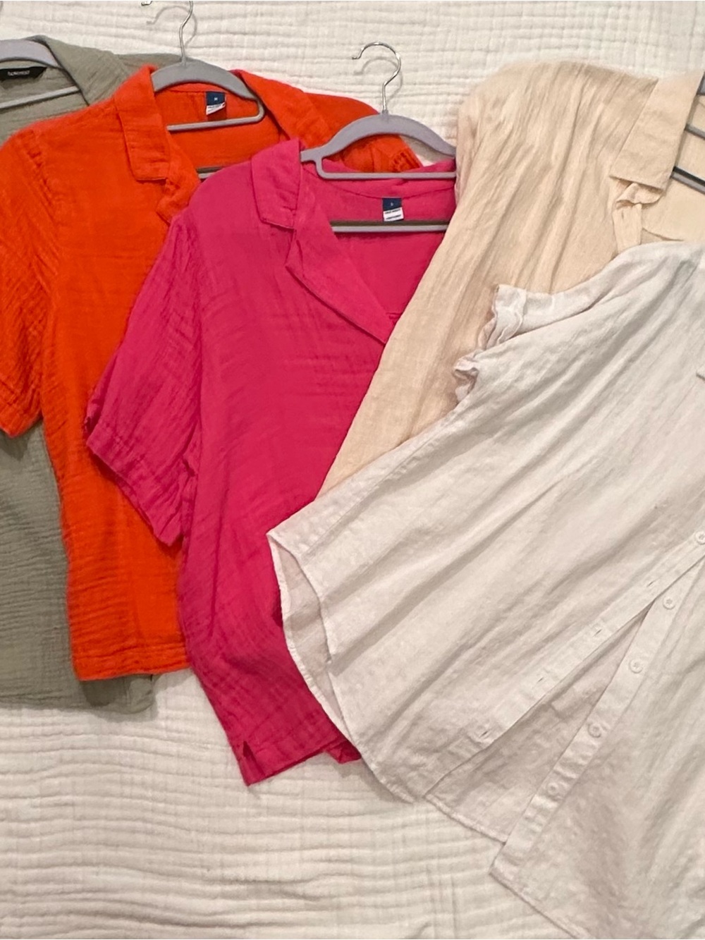 Women's Pink Short-Sleeve Button Collar Top - Unbranded